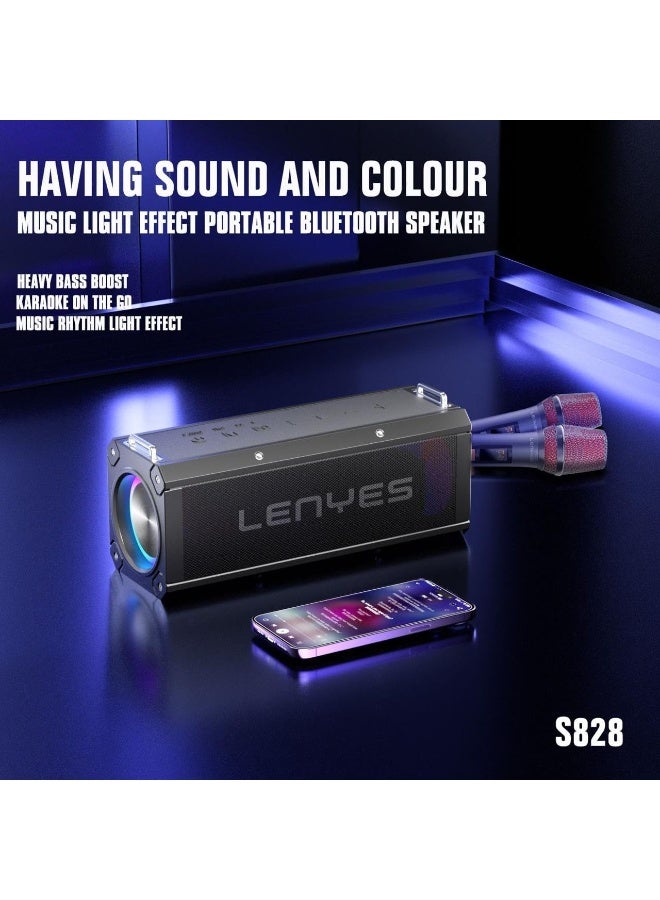 Lenyes S828 120W Party Speaker – Dual Wireless Microphones, 16000mAh Battery, RGB Lights - Image 4